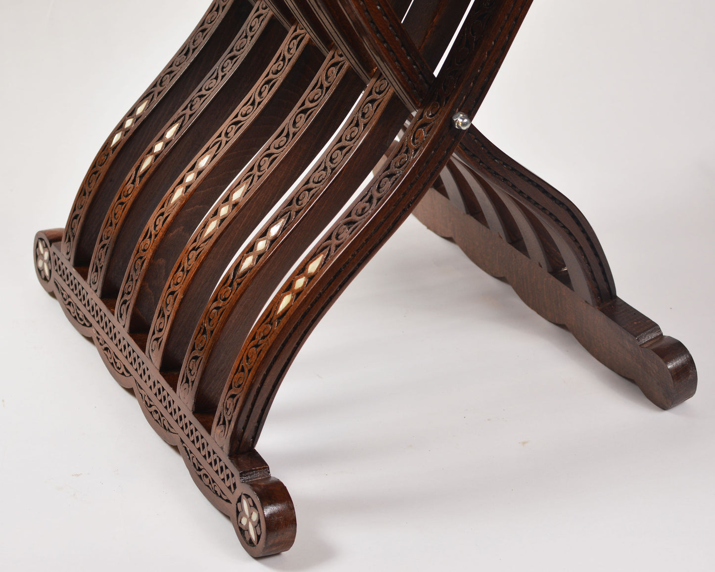 Handmade Artisan's Fold Chair | Walnut Wood, Inlaid with Mother of Pearls