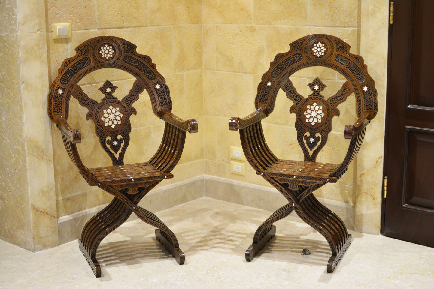 Handmade Folding Charm Chair | Walnut Wood, Mother of Pearls