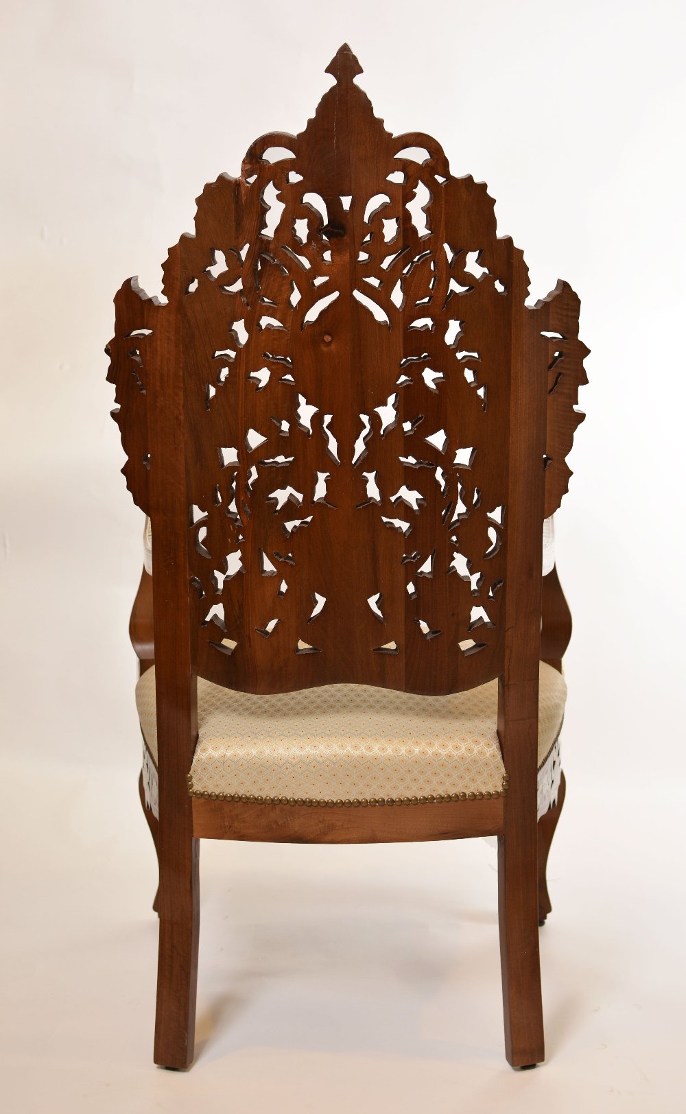 Handmade Oriental Chair | Walnut Wood & Mother of Pearl Inlay