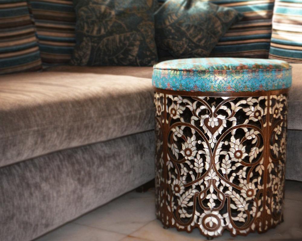 Handmade Oriental Sofa | Walnut Wood, Mother of Pearl Inlay