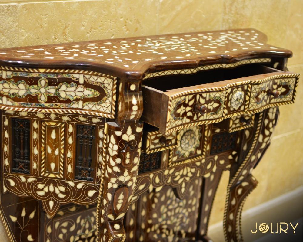 Handmade Solid Wood Console Table | Walnut Wood & Mother of Pearls