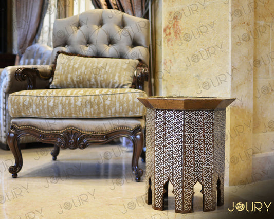 Handmade wooden table inlay with mother of pearls "Custom made"