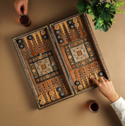 Clearance sale!!! Wooden Chess set- FREE BACKGAMMON PIECES -Folding chess Board, with closing lid Mosaic handmade, Clearance sale!!!