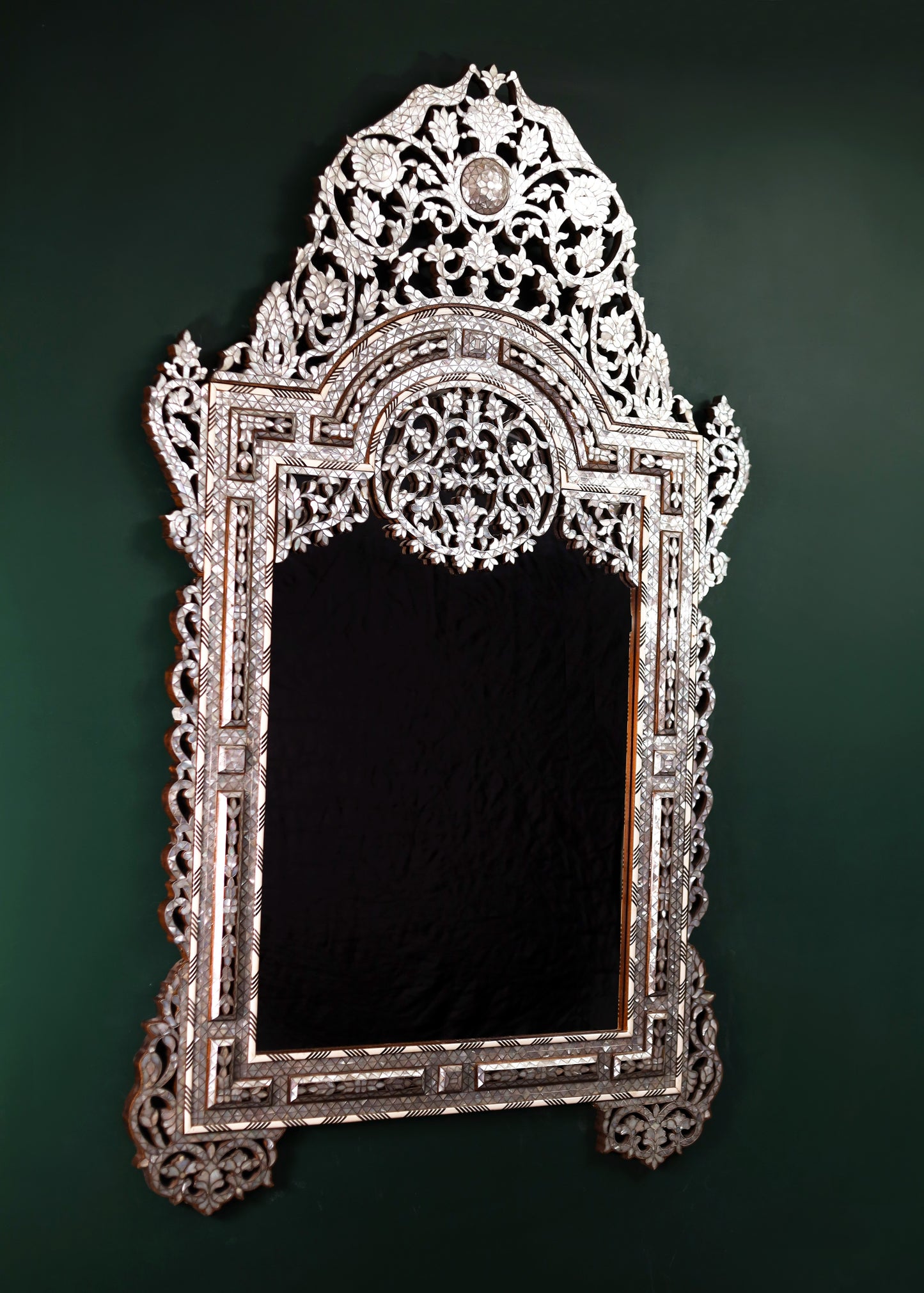 Handmade Wooden Framed Mirror with Mother of Pearls