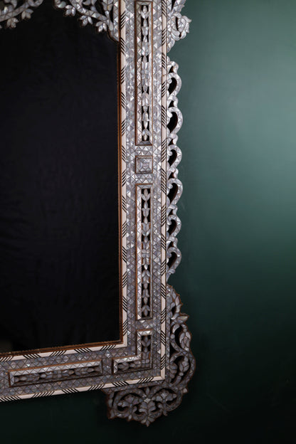 Handmade Wooden Framed Mirror with Mother of Pearls