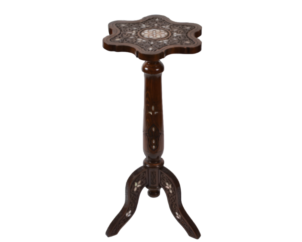 Antique Side Table | Exquisite Wooden Table with Mother-of-Pearl Inlays
