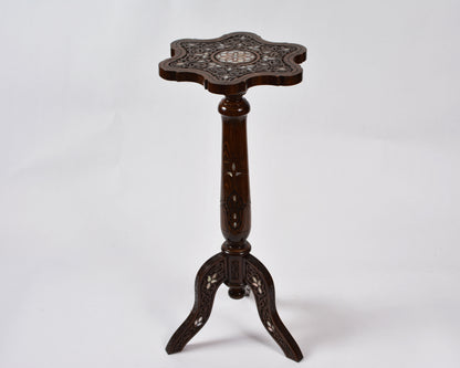 Antique Side Table | Exquisite Wooden Table with Mother-of-Pearl Inlays