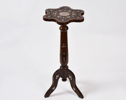 Antique Side Table | Exquisite Wooden Table with Mother-of-Pearl Inlays