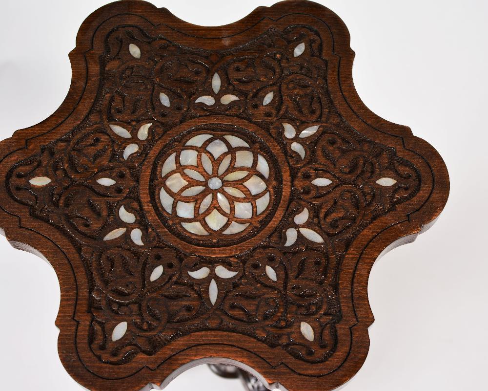 Antique Side Table | Exquisite Wooden Table with Mother-of-Pearl Inlays