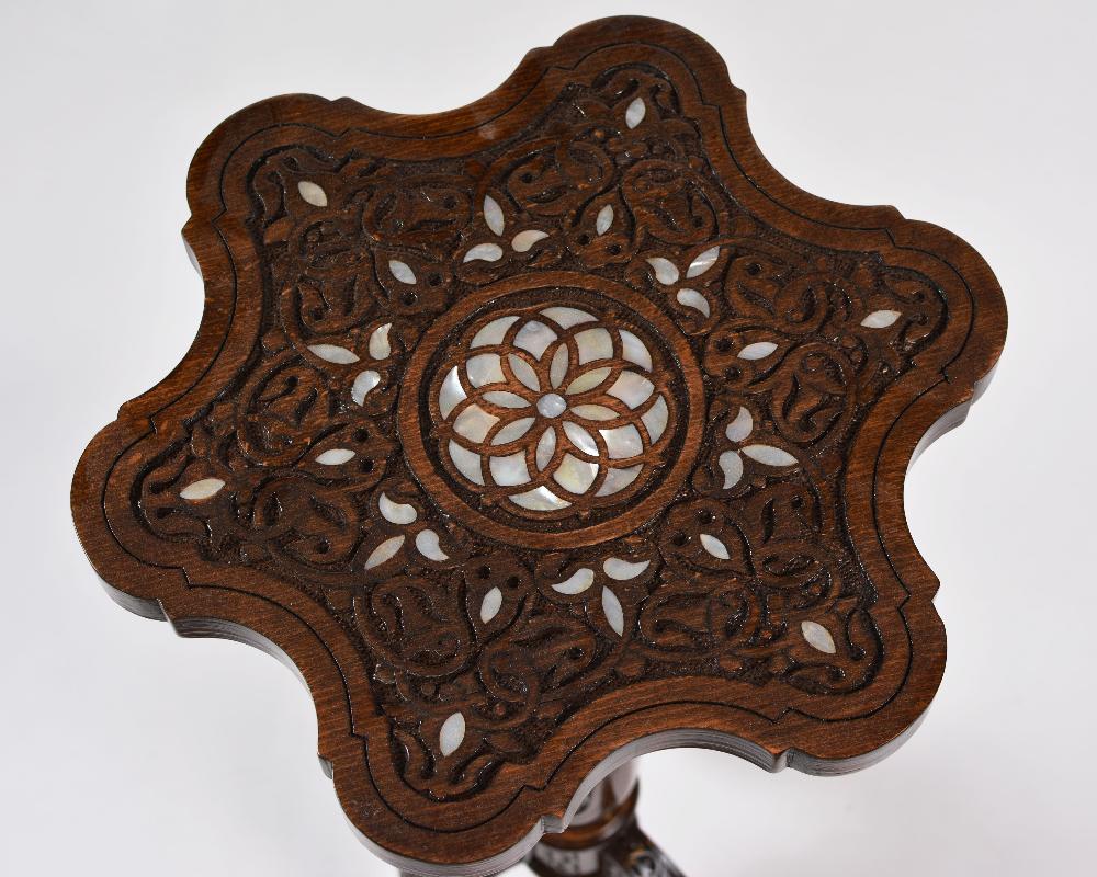 Antique Side Table | Exquisite Wooden Table with Mother-of-Pearl Inlays