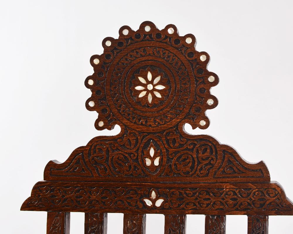 Handmade Artisan's Fold Chair | Walnut Wood, Inlaid with Mother of Pearls