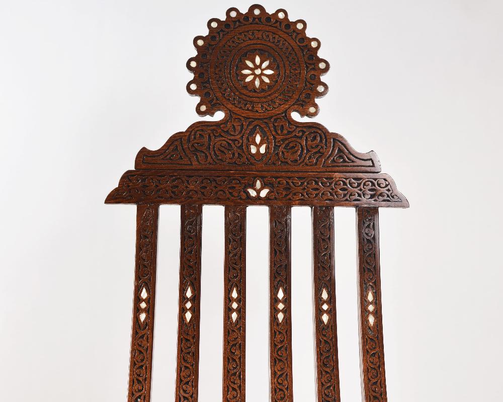 Handmade Artisan's Fold Chair | Walnut Wood, Inlaid with Mother of Pearls