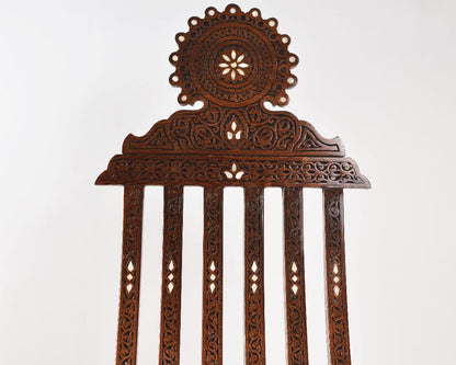 Handmade Artisan's Fold Chair | Walnut Wood, Inlaid with Mother of Pearls