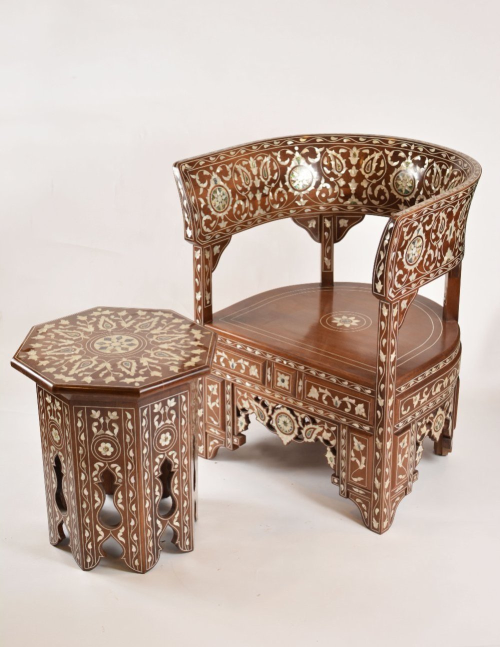 Handmade English Chair | Walnut Wood with Oriental Design