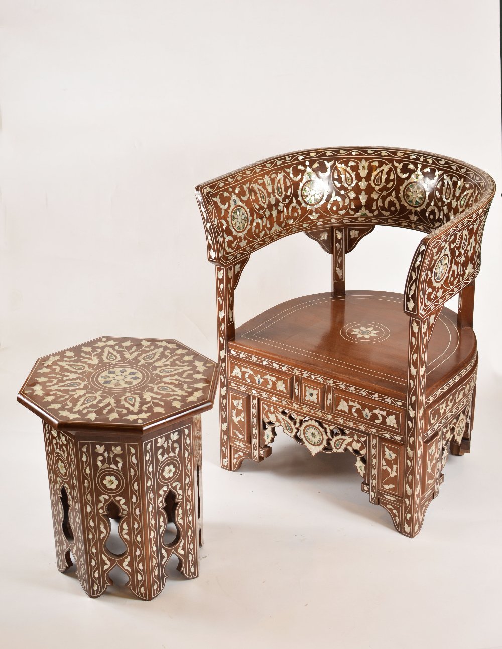 Handmade English Chair | Walnut Wood with Oriental Design