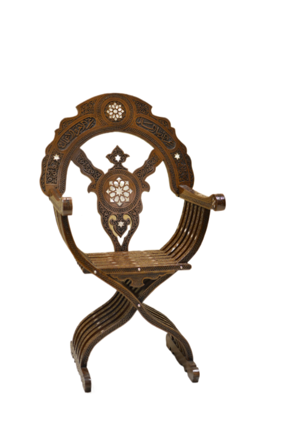 Handmade Folding Charm Chair | Walnut Wood, Mother of Pearls