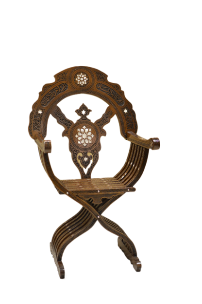 Handmade Folding Charm Chair | Walnut Wood, Mother of Pearls