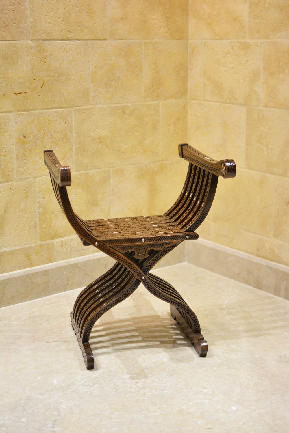 Handmade Folding Charm Chair | Walnut Wood, Mother of Pearls