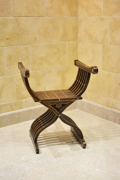 Handmade Folding Charm Chair | Walnut Wood, Mother of Pearls