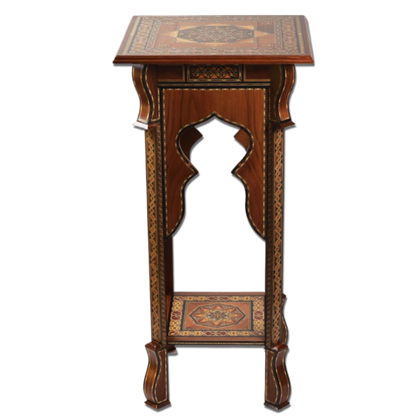 Handmade Mosaic Telephone Side Table in Walnut & Beech