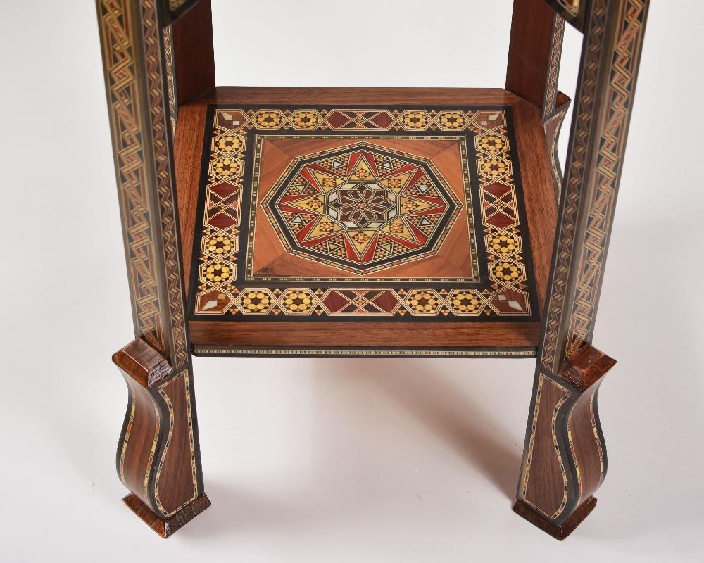 Handmade Mosaic Telephone Side Table in Walnut & Beech