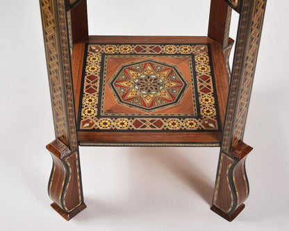 Handmade Mosaic Telephone Side Table in Walnut & Beech