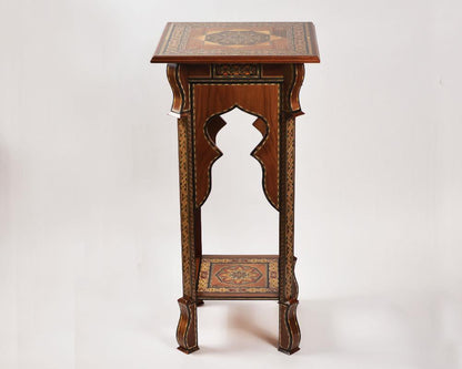 Handmade Mosaic Telephone Side Table in Walnut & Beech
