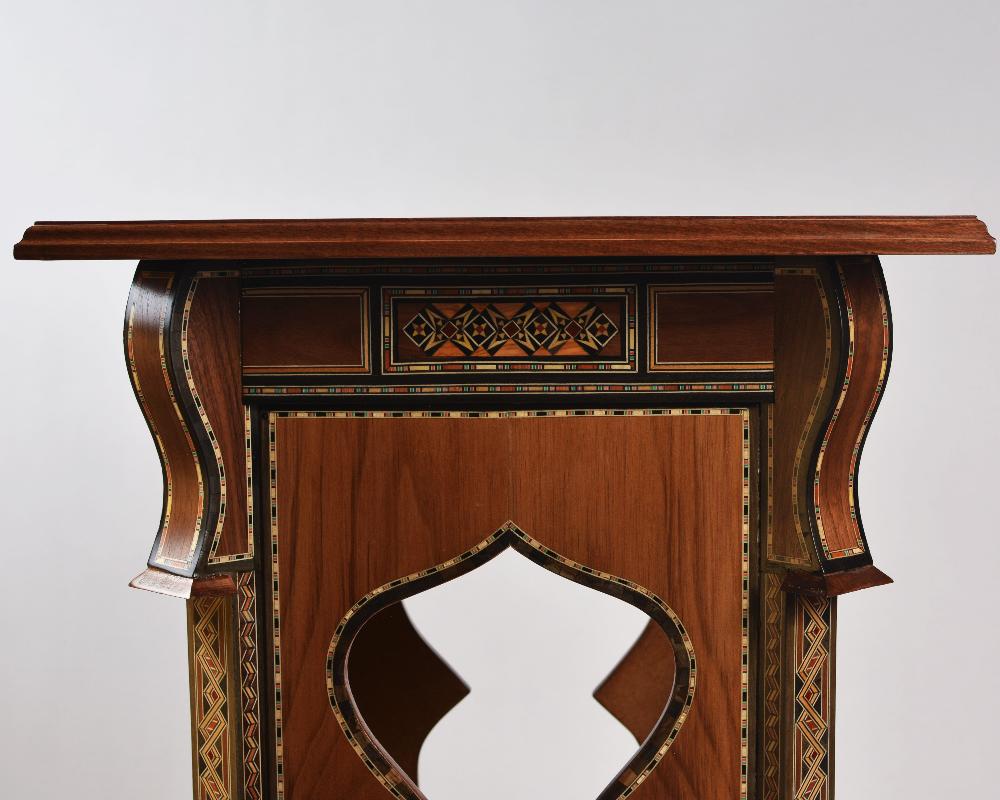 Handmade Mosaic Telephone Side Table in Walnut & Beech