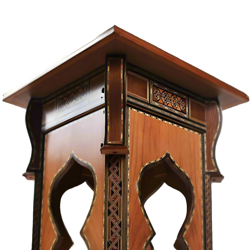 Handmade Mosaic Telephone Side Table in Walnut & Beech