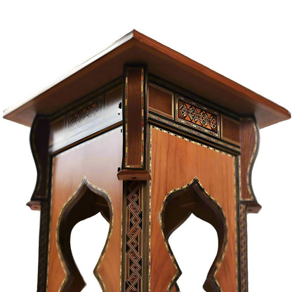 Handmade Mosaic Telephone Side Table in Walnut & Beech