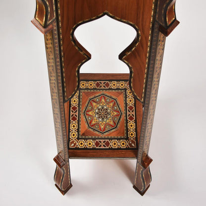 Handmade Mosaic Telephone Side Table in Walnut & Beech