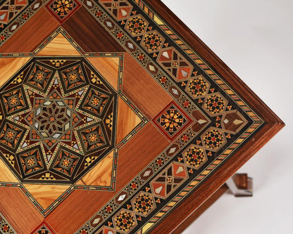 Handmade Mosaic Telephone Side Table in Walnut & Beech
