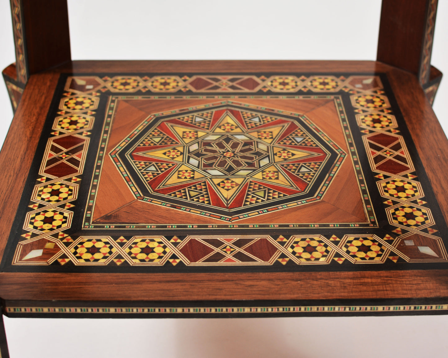 Handmade Mosaic Telephone Side Table in Walnut & Beech