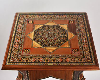 Handmade Mosaic Telephone Side Table in Walnut & Beech