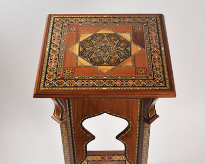 Handmade Mosaic Telephone Side Table in Walnut & Beech