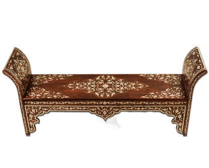 Handmade Pearl Wood Bench | Walnut Wood & Mother of Pearls