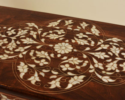 Handmade Pearl Wood Bench | Walnut Wood & Mother of Pearls