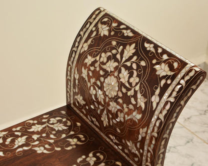 Handmade Pearl Wood Bench | Walnut Wood & Mother of Pearls