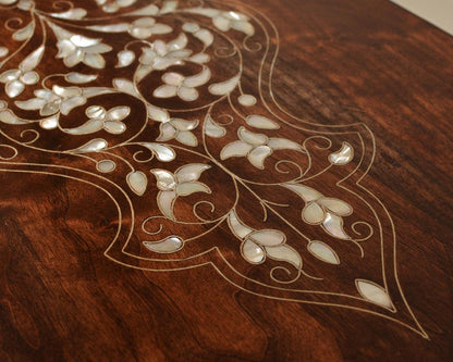 Handmade Pearl Wood Bench | Walnut Wood & Mother of Pearls