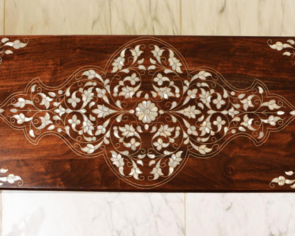 Handmade Pearl Wood Bench | Walnut Wood & Mother of Pearls