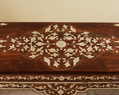 Handmade Pearl Wood Bench | Walnut Wood & Mother of Pearls