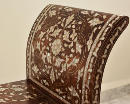 Handmade Pearl Wood Bench | Walnut Wood & Mother of Pearls
