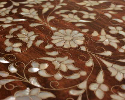 Handmade Pearl Wood Bench | Walnut Wood & Mother of Pearls