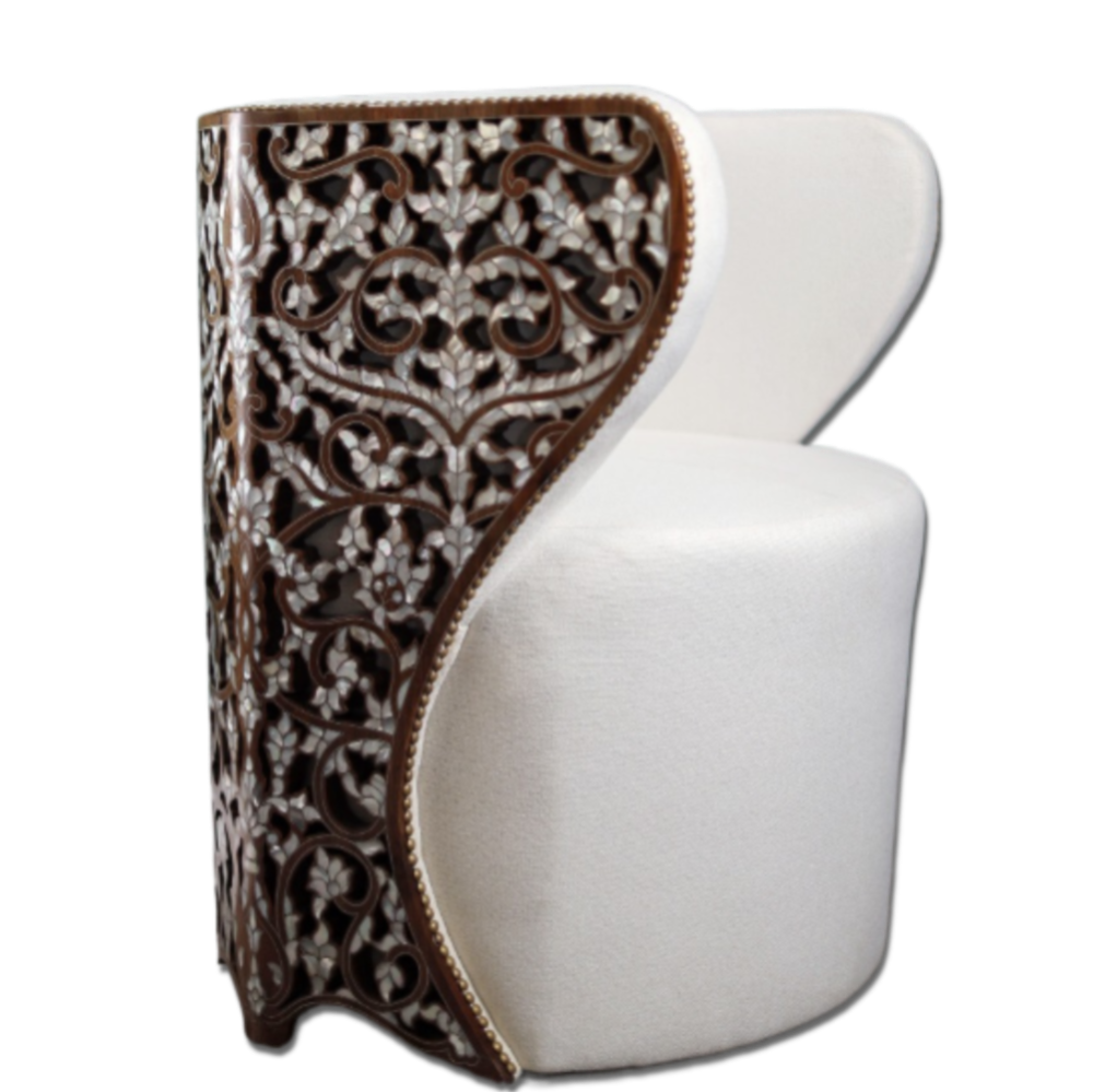Modern Round Chair | Oriental Touch with Mother of Pearl Inlay