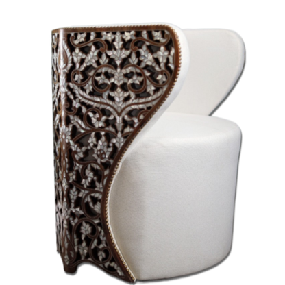 Modern Round Chair | Oriental Touch with Mother of Pearl Inlay