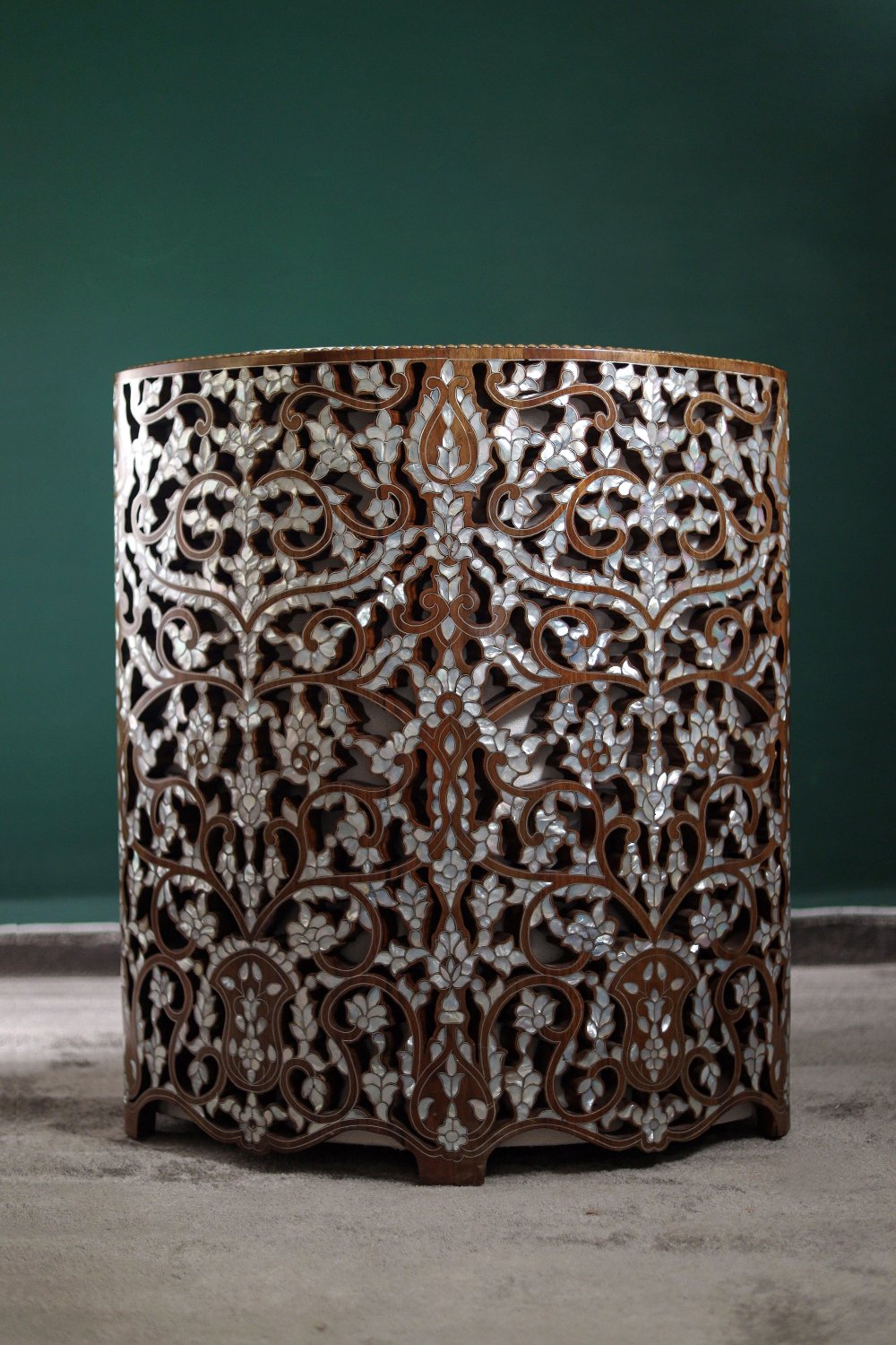Modern Round Chair | Oriental Touch with Mother of Pearl Inlay