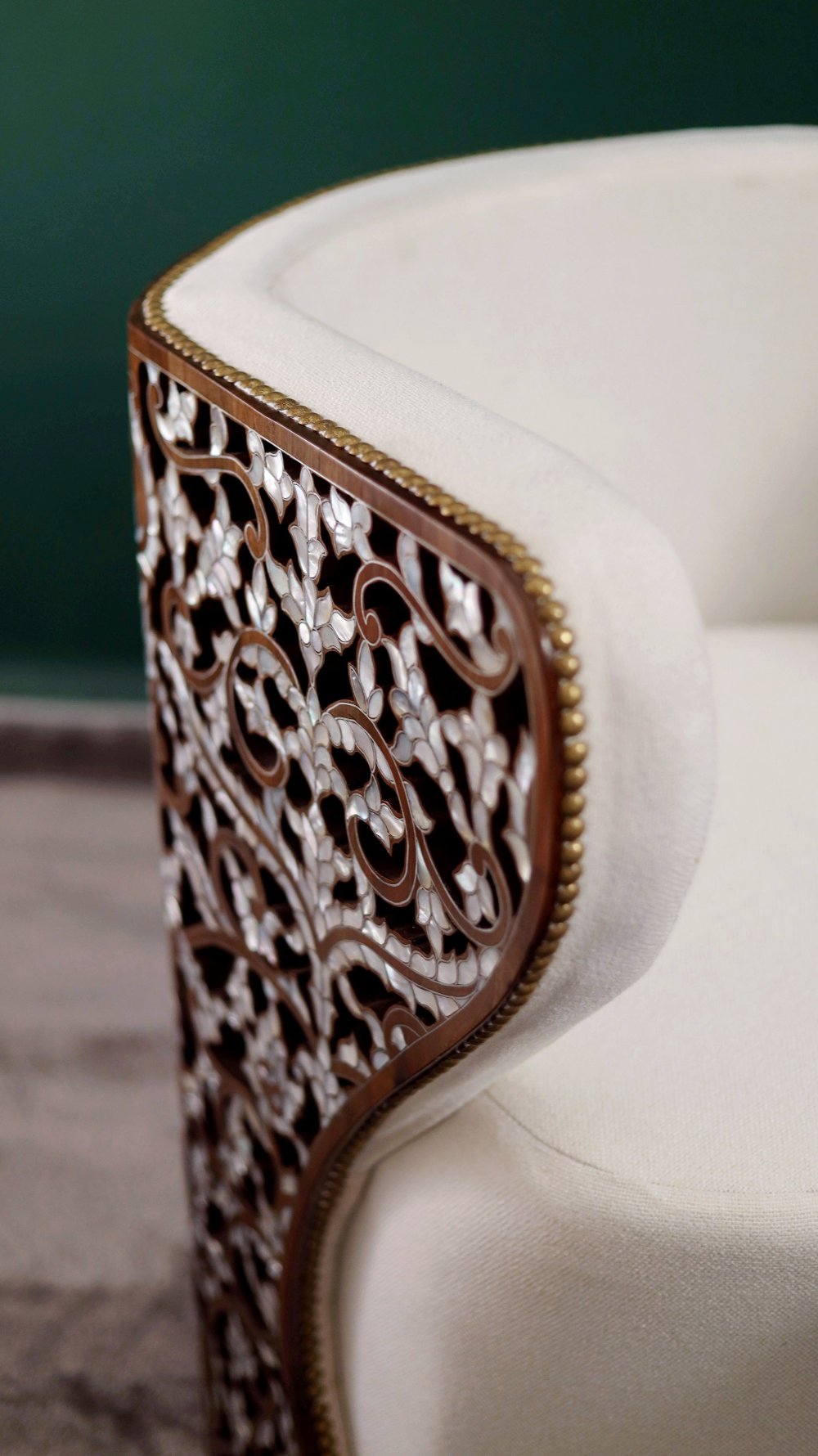 Modern Round Chair | Oriental Touch with Mother of Pearl Inlay