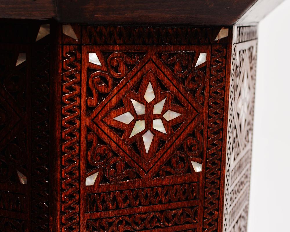 Vintage Octagonal Side Table | Hand Engraved Inlay, Mother of Pearls