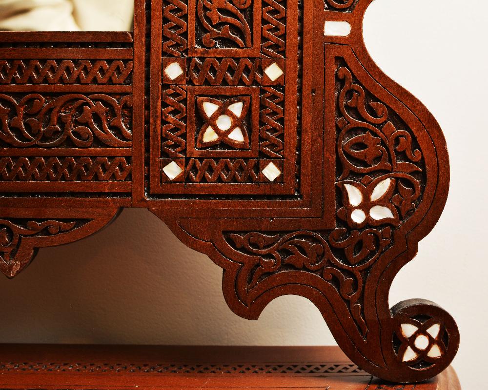Vintage Wood Console Table | Elegant Walnut Wood & Mother of Pearls