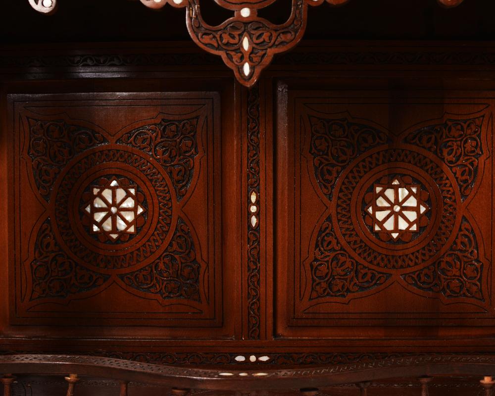 Vintage Wood Console Table | Elegant Walnut Wood & Mother of Pearls